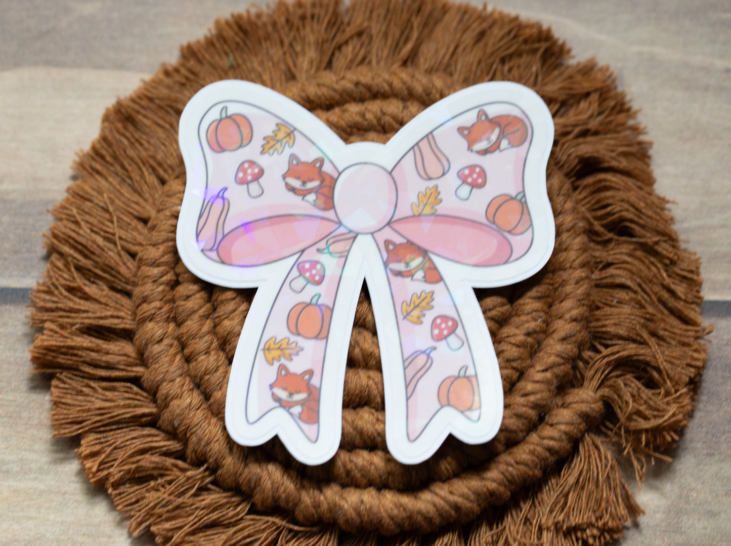 Fall Coquette Bow Holographic Sticker
