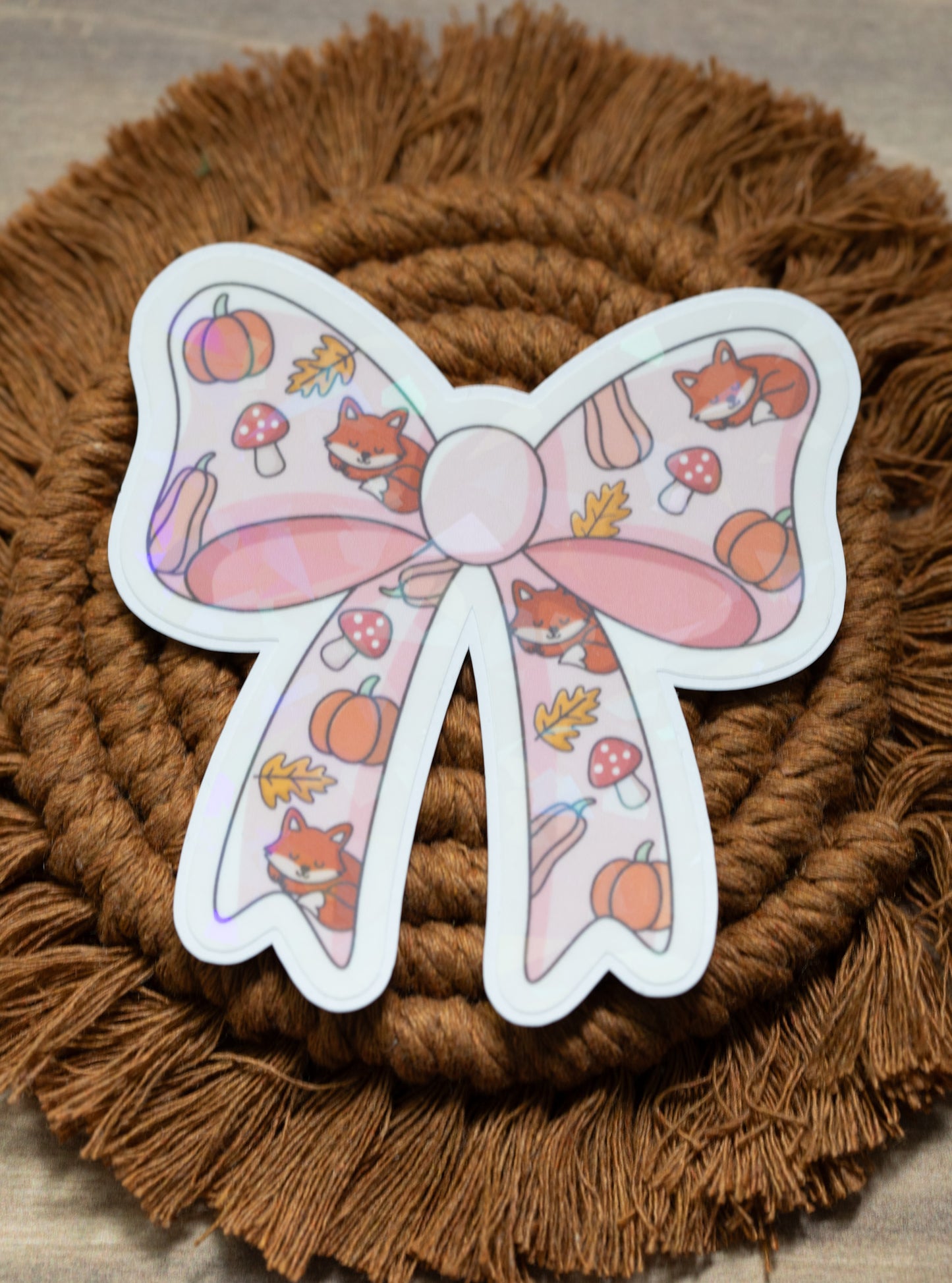 Fall Coquette Bow Holographic Sticker