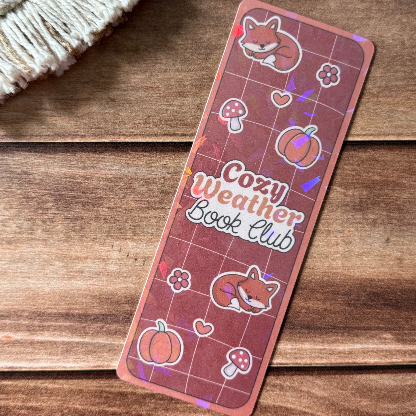 Cozy Weather Book Club Holographic Bookmark