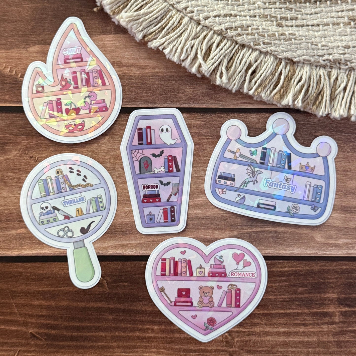 Bookish Bookshelf Holographic Sticker