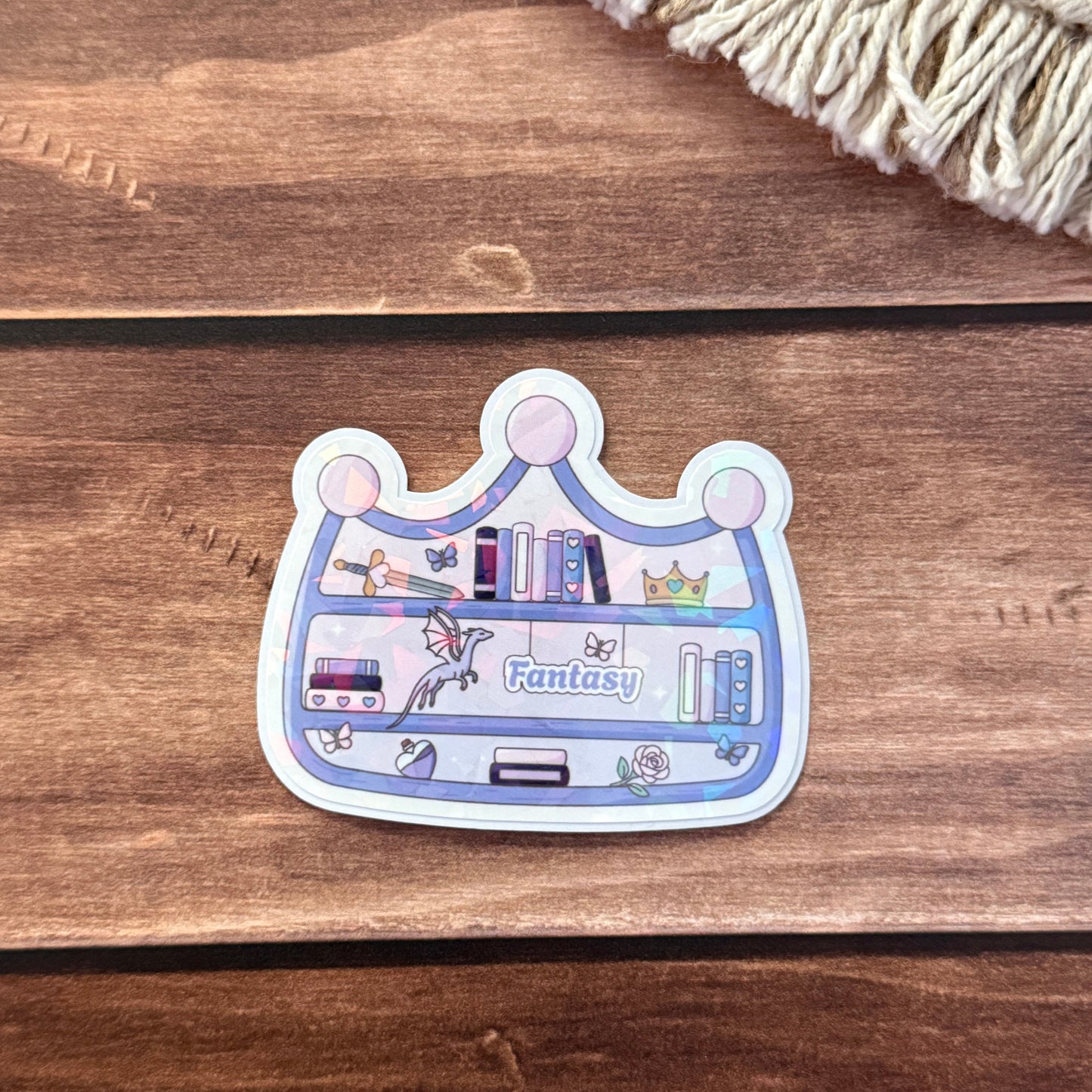 Bookish Bookshelf Holographic Sticker