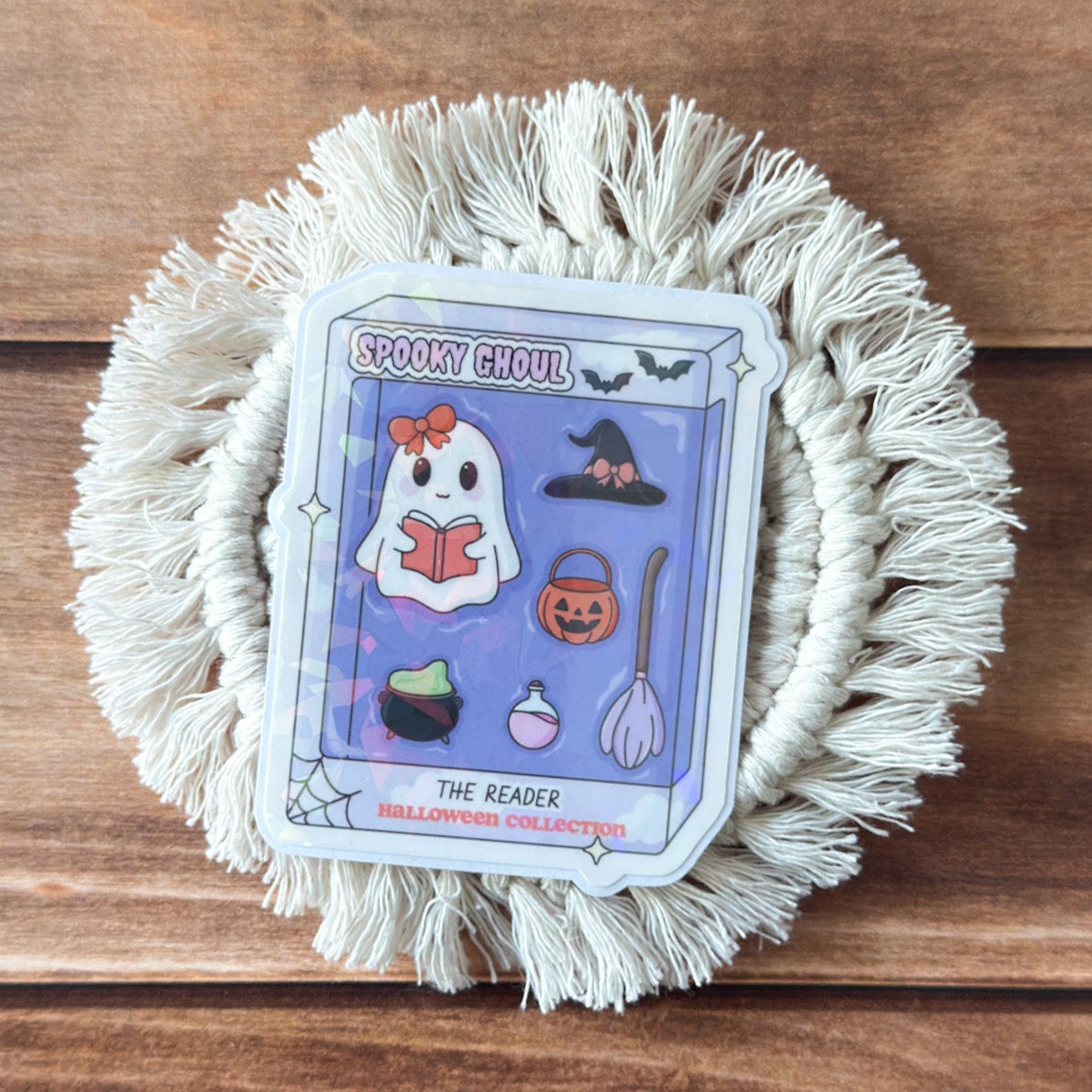 Spooky | Cozy Fall Booktropes Holographic Sticker