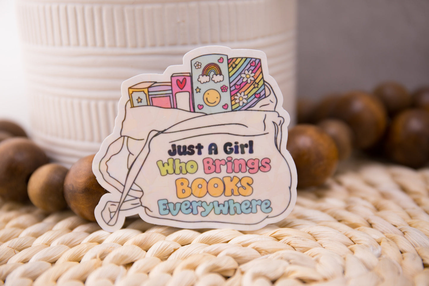 Just a Girl Who Brings Books Everywhere Holographic Sticker