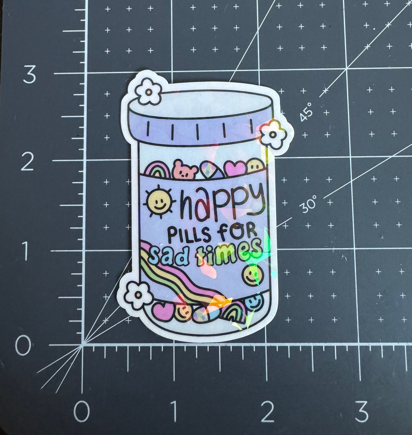 Happy Pills for Sad Times Holographic Sticker