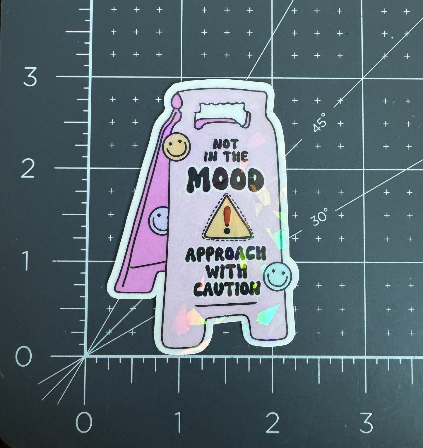Not in the Mood Approach with Caution Holographic Sticker