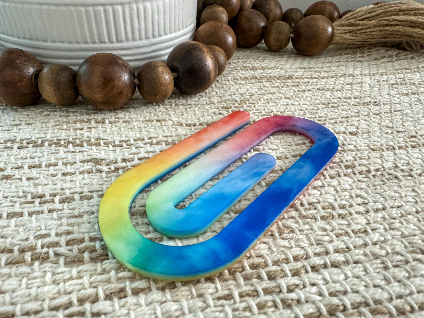 Acrylic Rainbow Paperclip Bookmark
