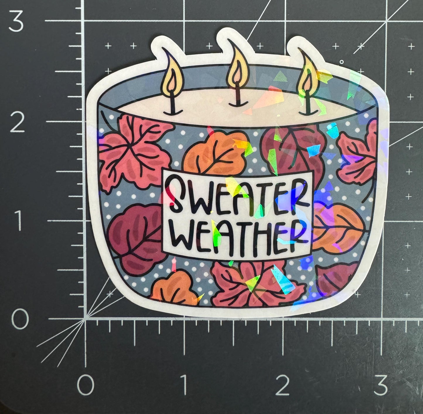 Sweater Weather Candle Holographic Sticker