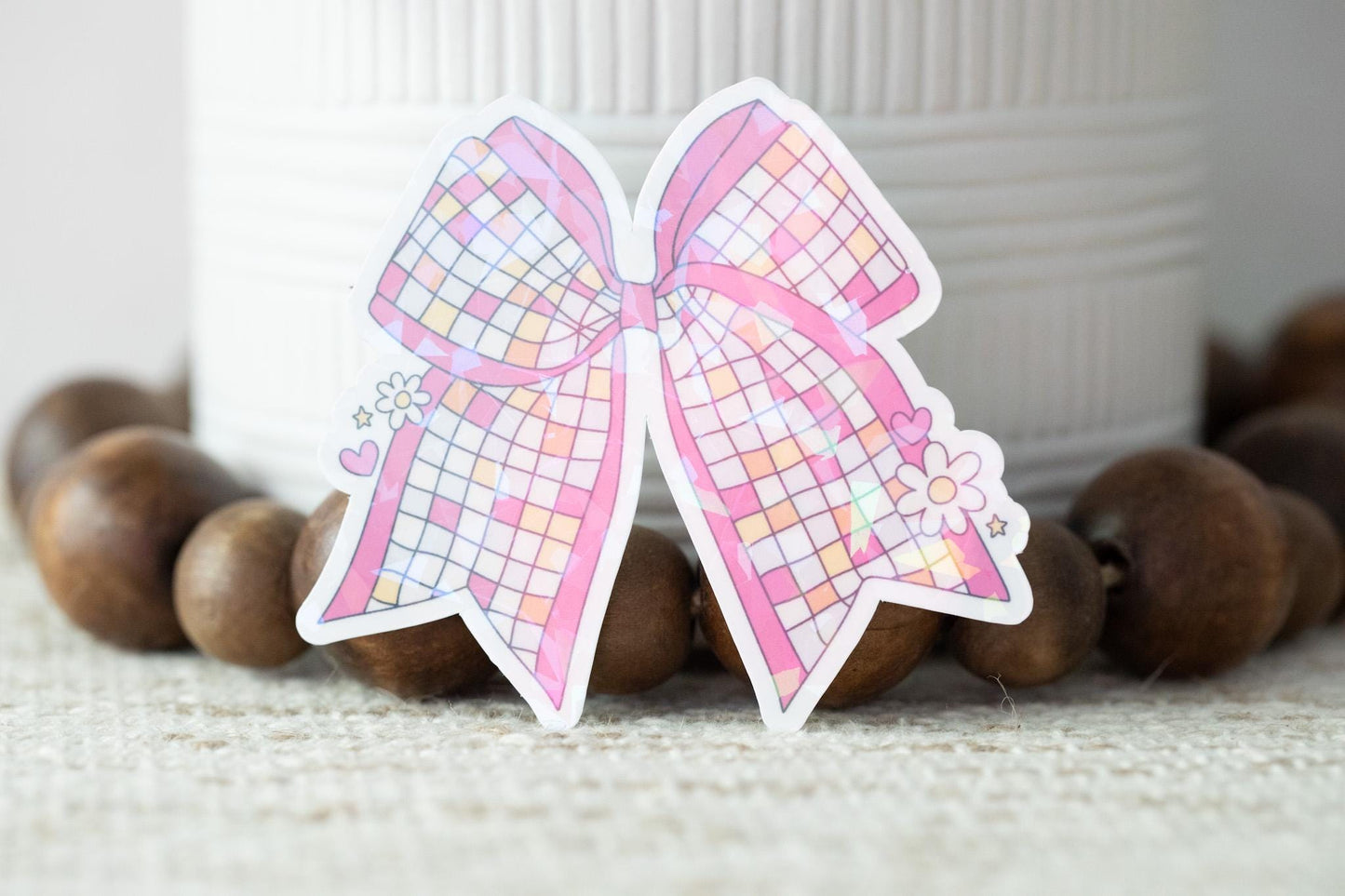 Disco Ball Bow Holographic Sticker