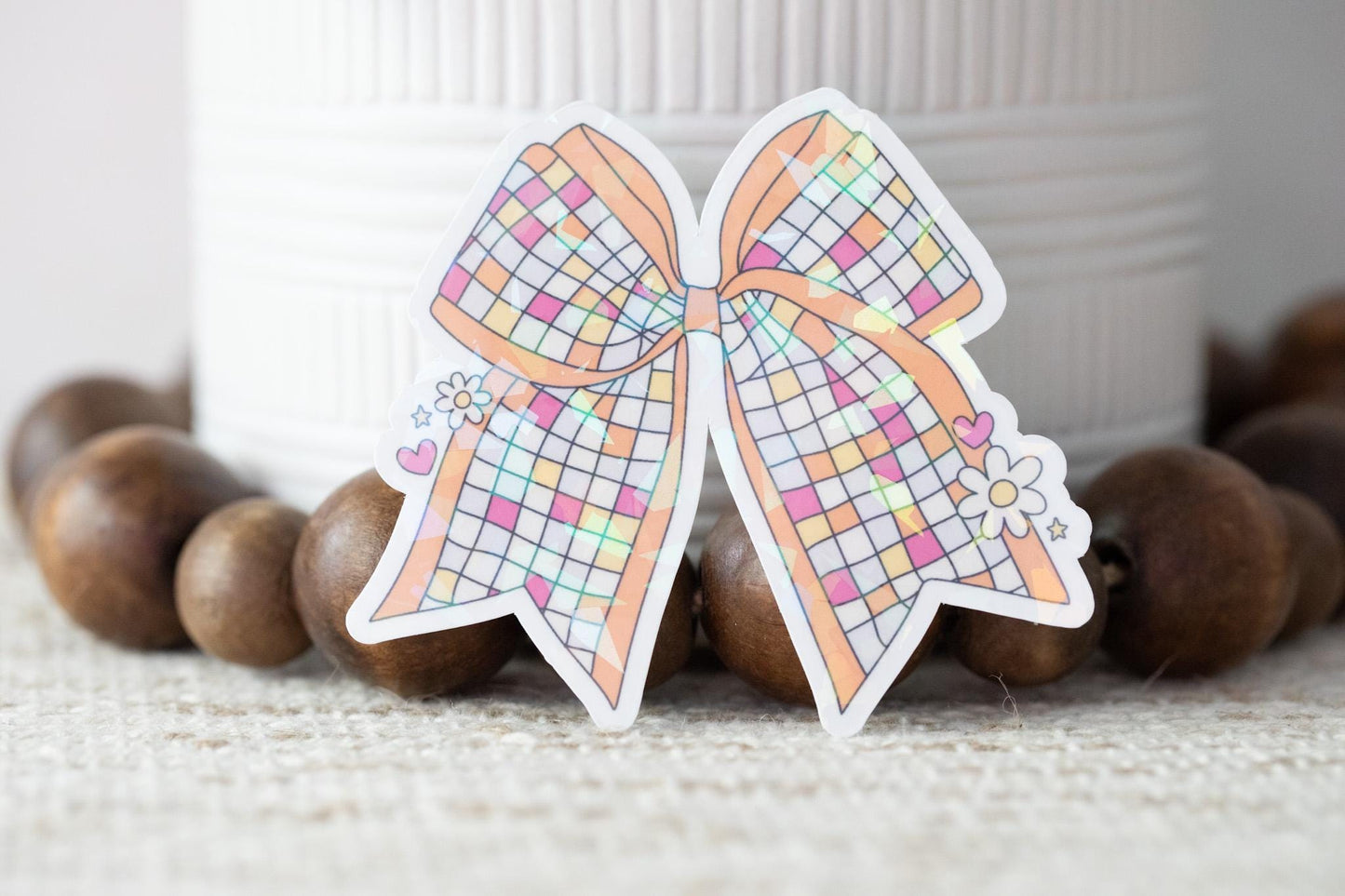 Disco Ball Bow Holographic Sticker