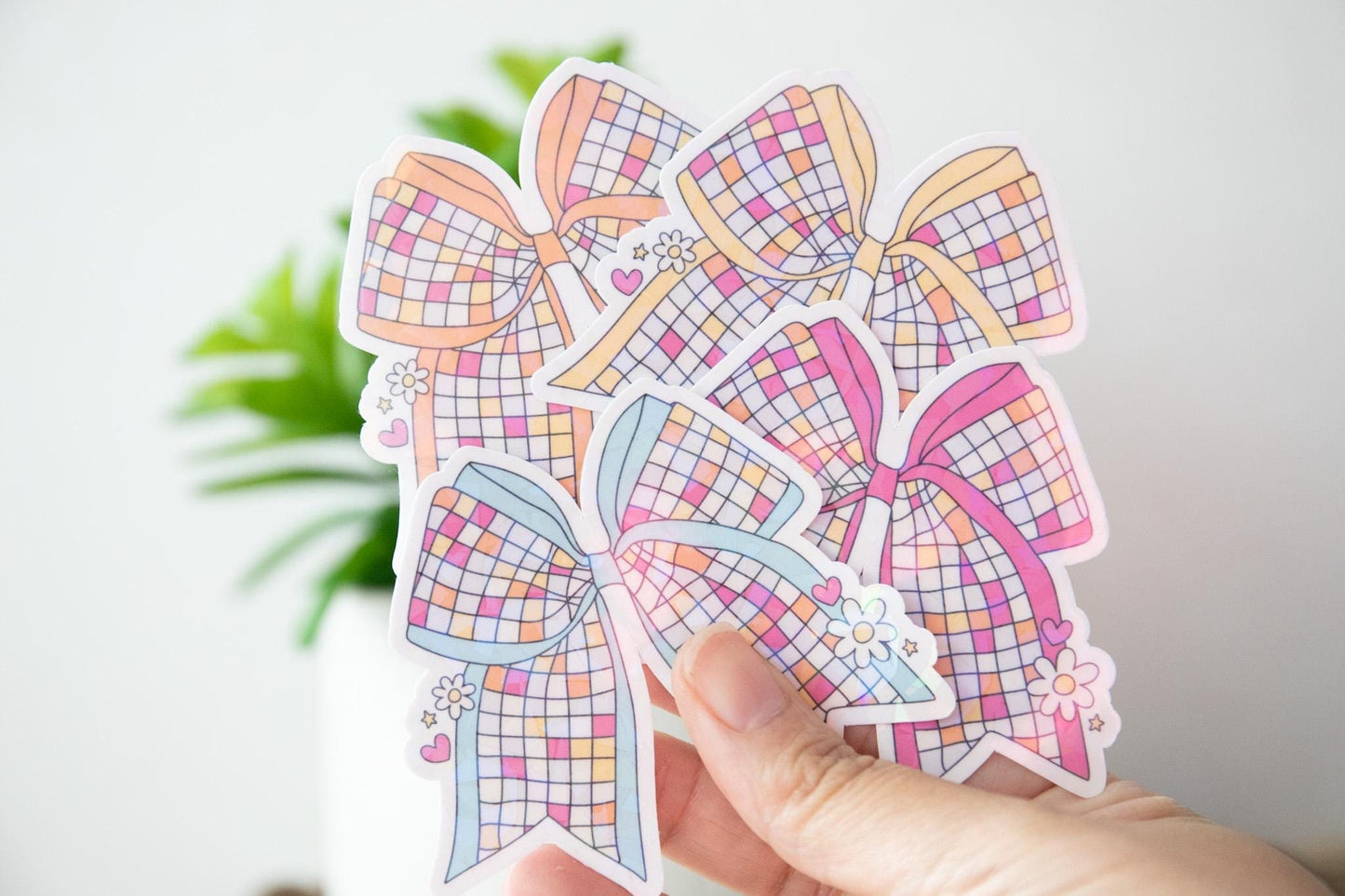 Disco Ball Bow Holographic Sticker