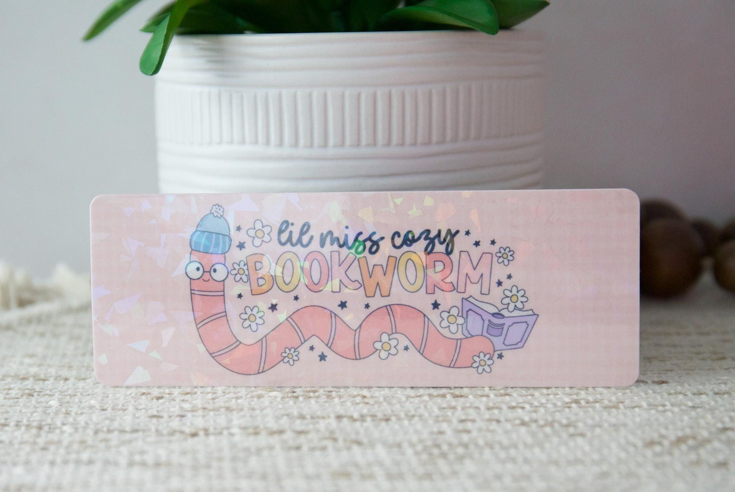 Lil Miss Cozy Bookworm Holographic Bookmark