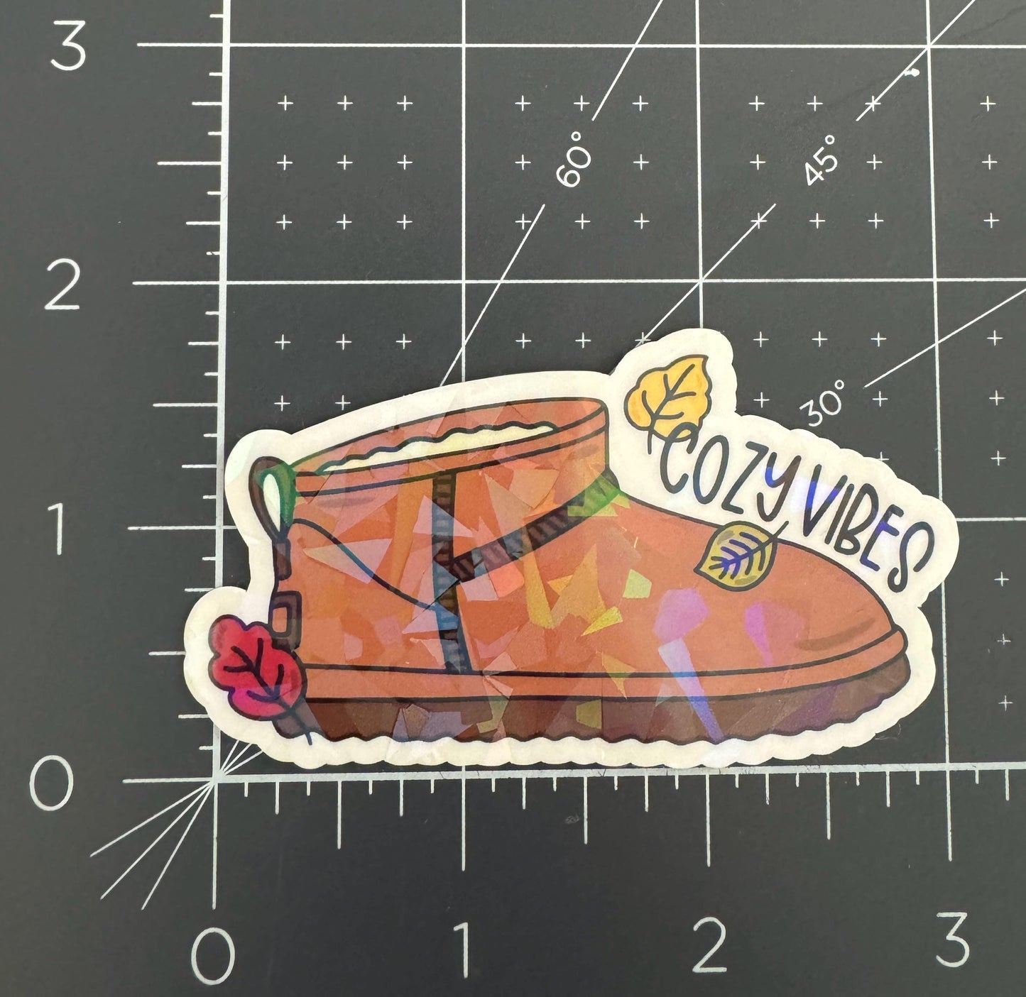 Cozy Vibes Mini Boot Holographic Sticker
