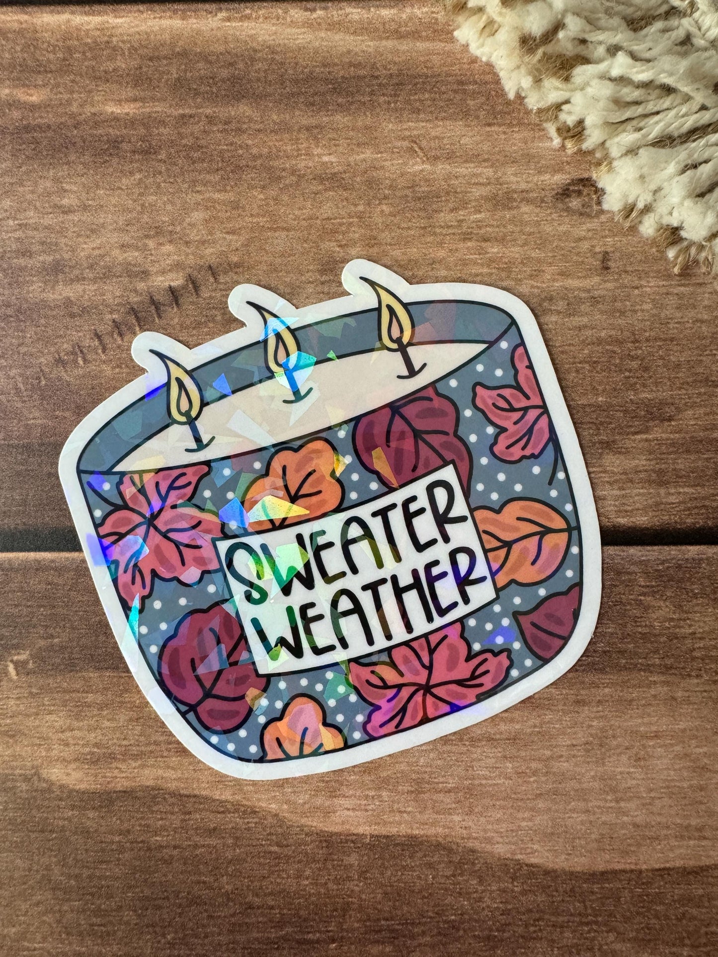 Sweater Weather Candle Holographic Sticker