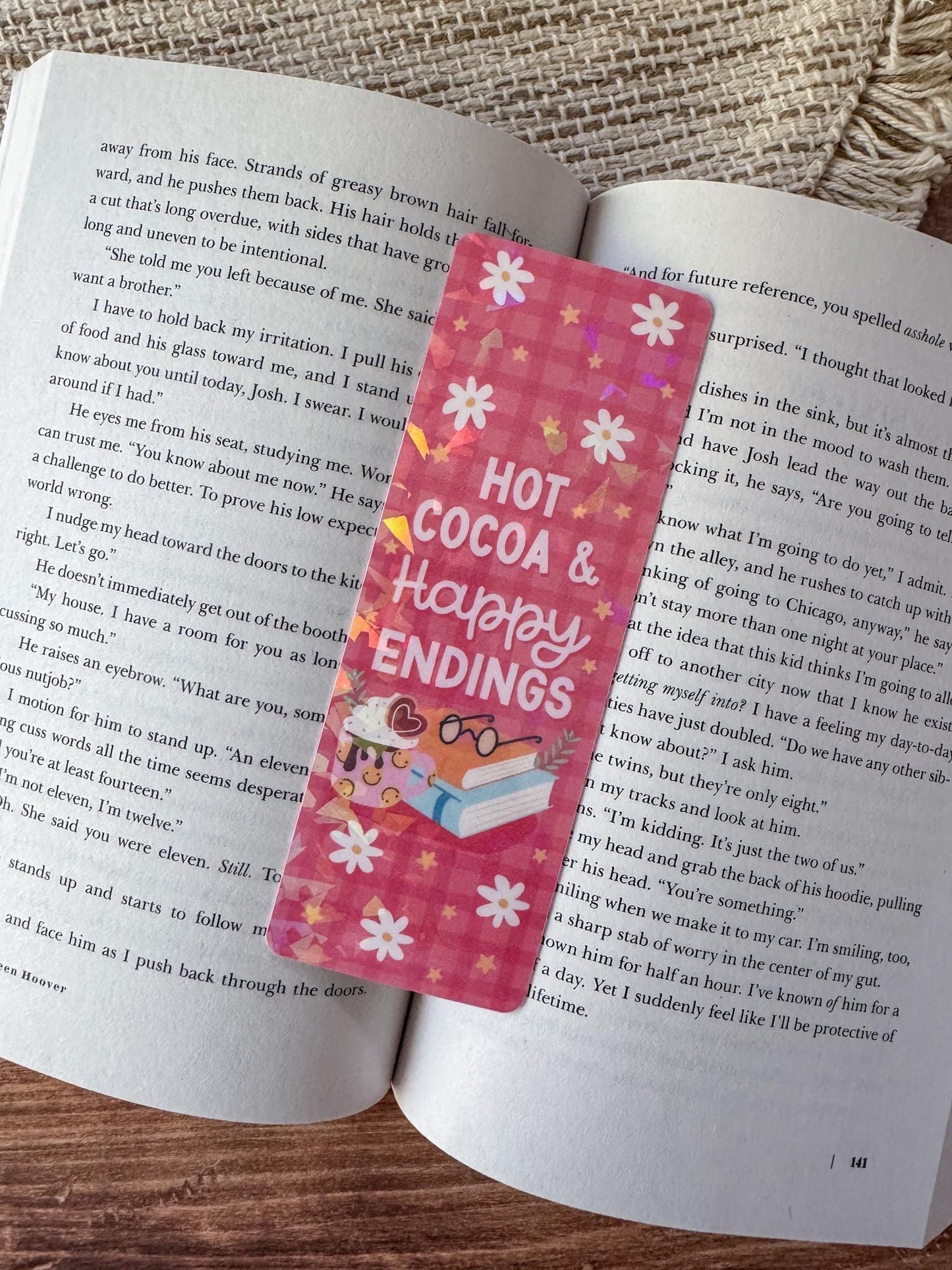Hot Cocoa & Happy Endings Holographic Bookmark