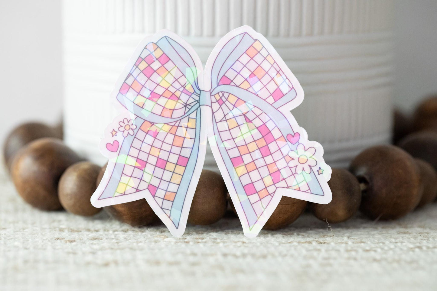 Disco Ball Bow Holographic Sticker