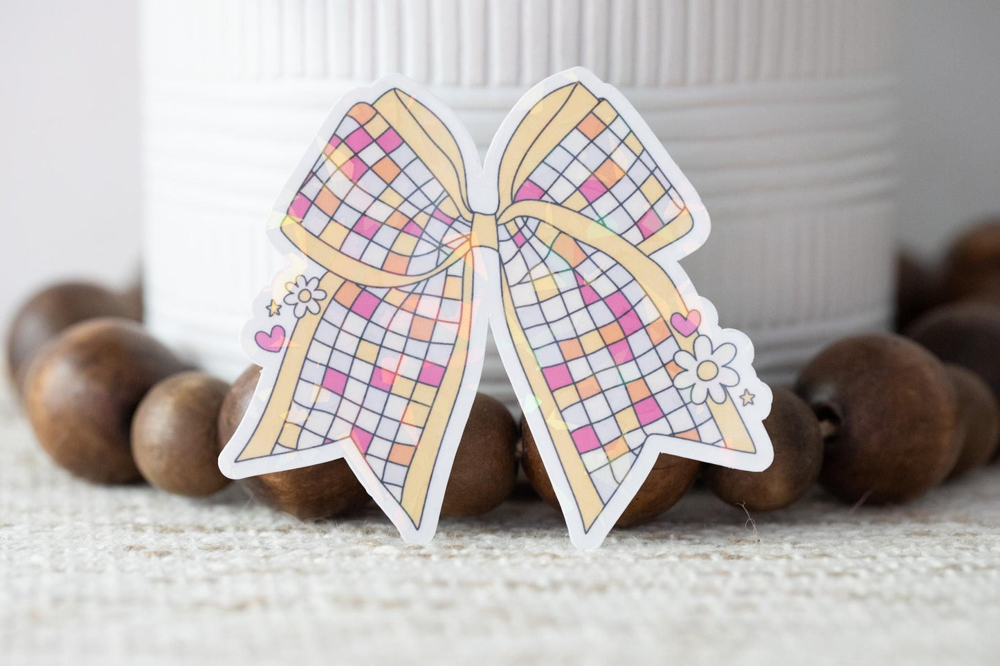 Disco Ball Bow Holographic Sticker