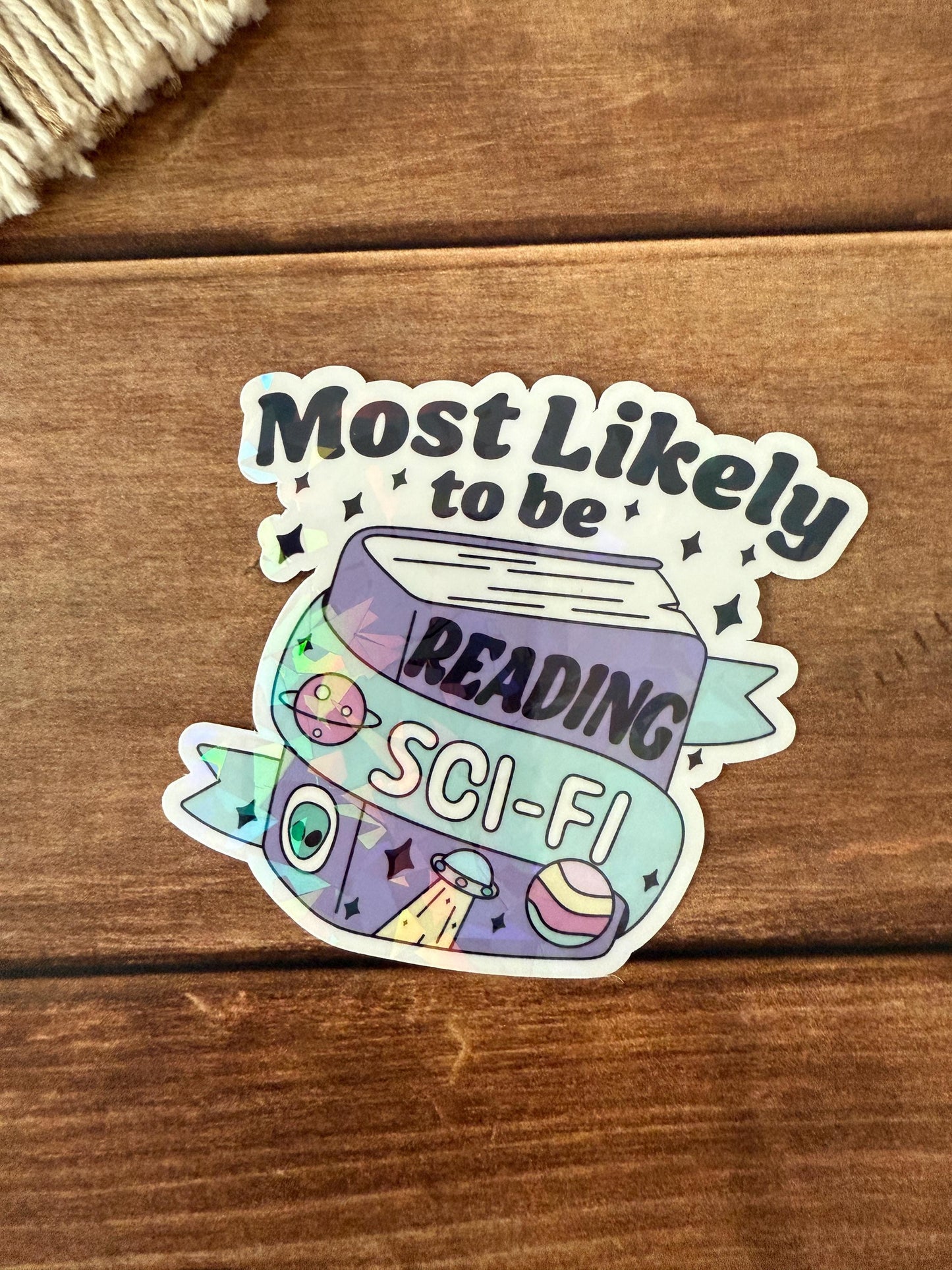 Most Likely to Read Holographic Sticker