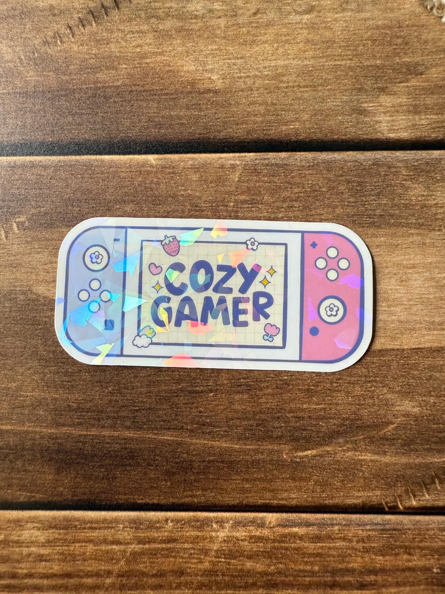 Cozy Gamer Holographic Sticker