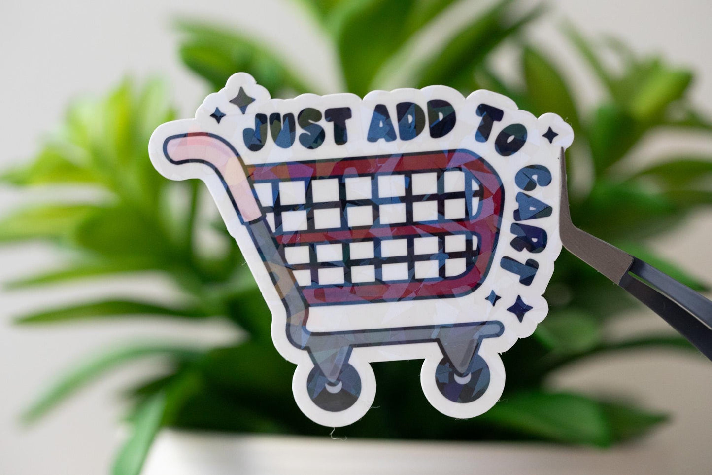 Just Add To Cart Holographic Sticker