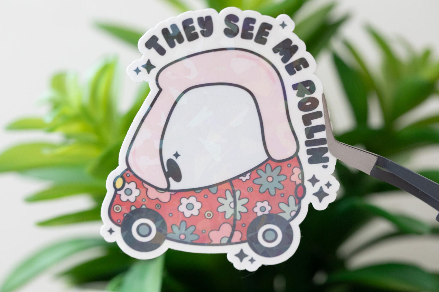 They See Me Rollin' Holographic Sticker