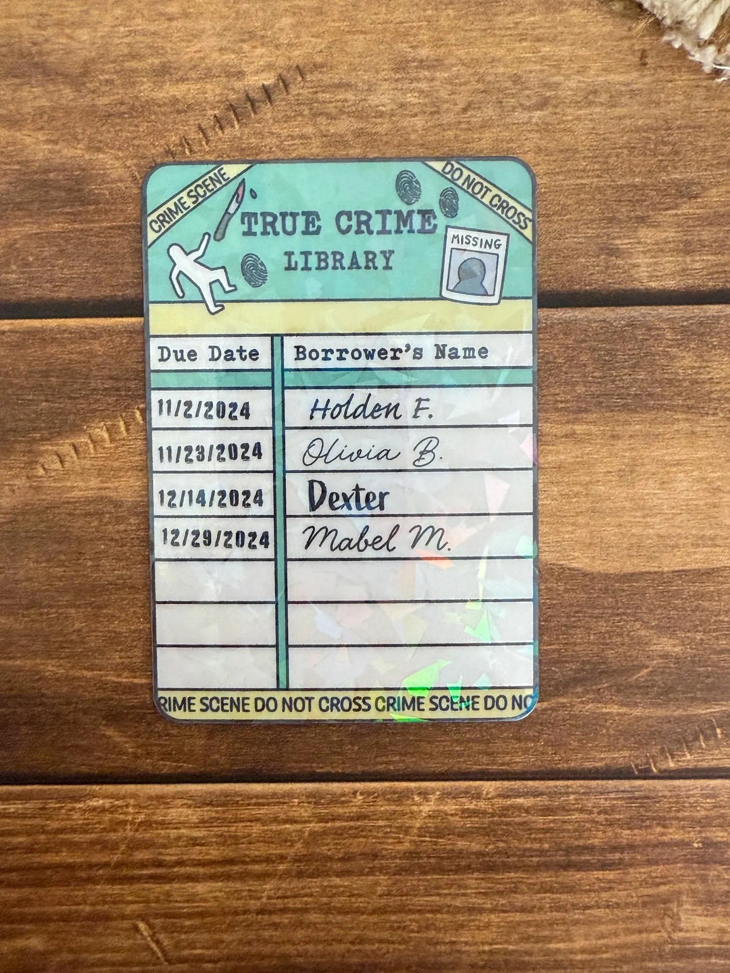 Library Card Bookmark Holographic Bookmark