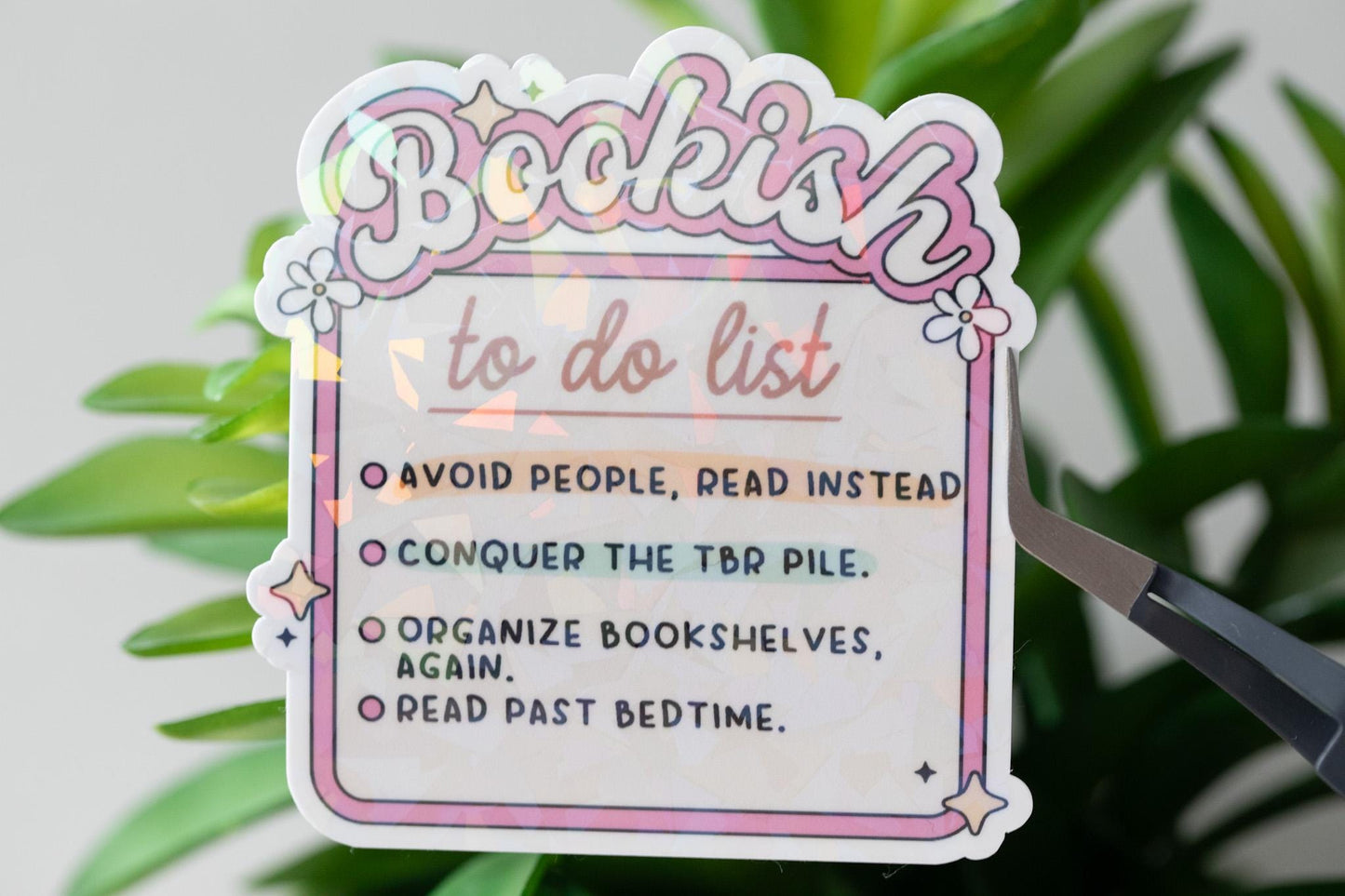 Bookish To Do List Holographic Sticker