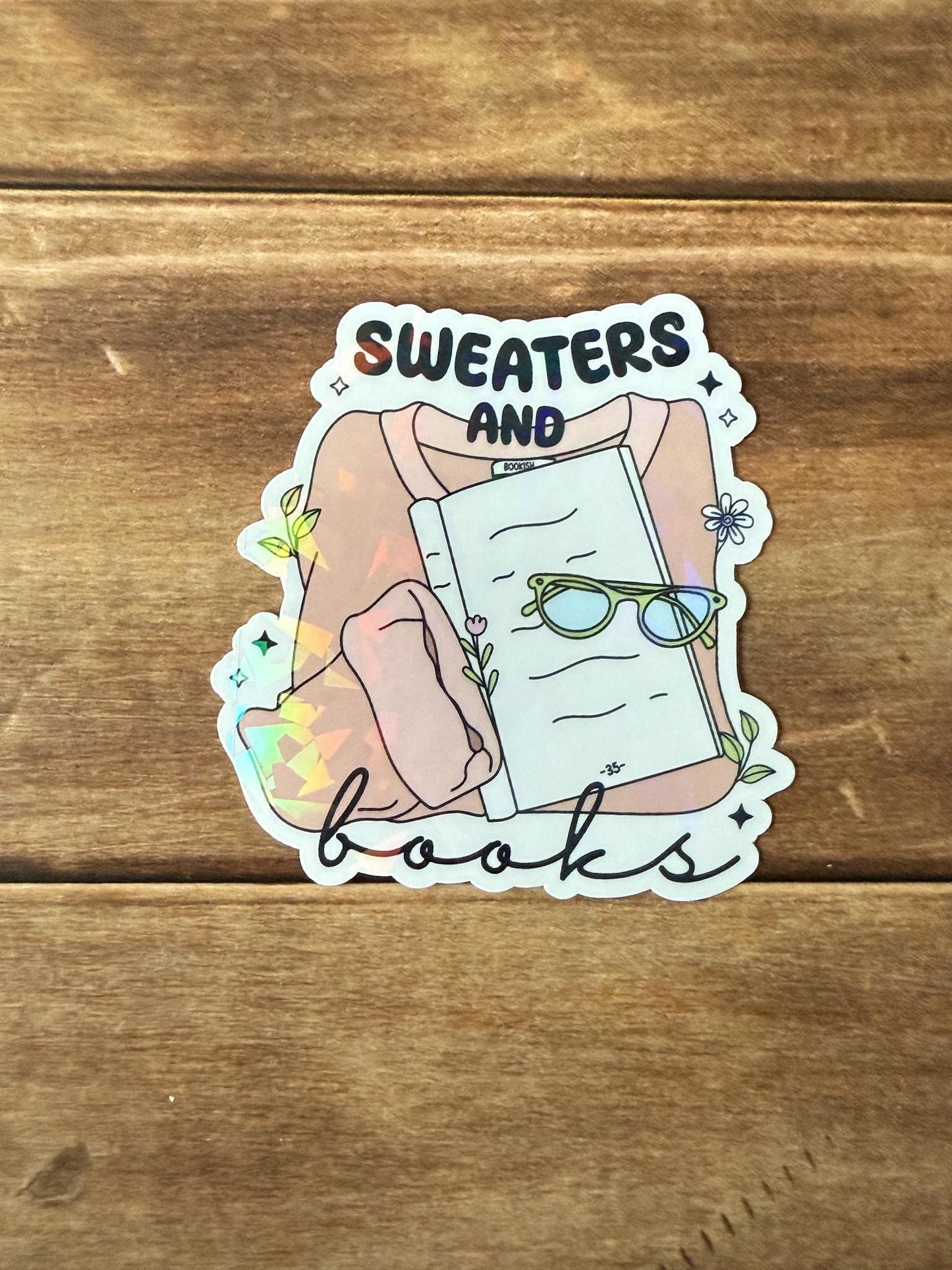 Sweaters and Books Holographic Sticker