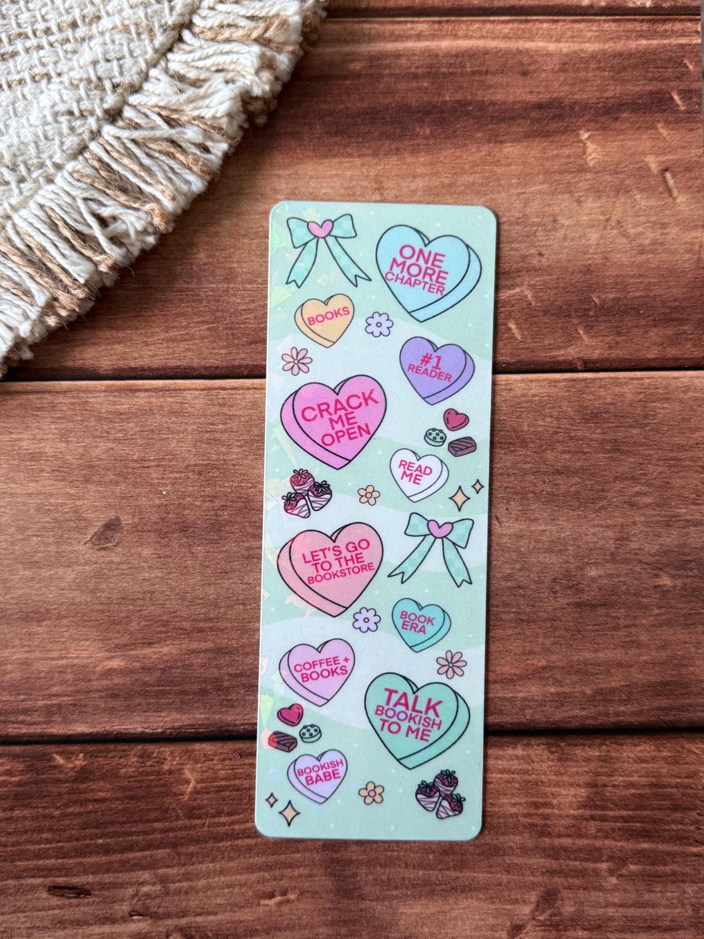 Green Collage Heart Bookmark Holographic Bookmark