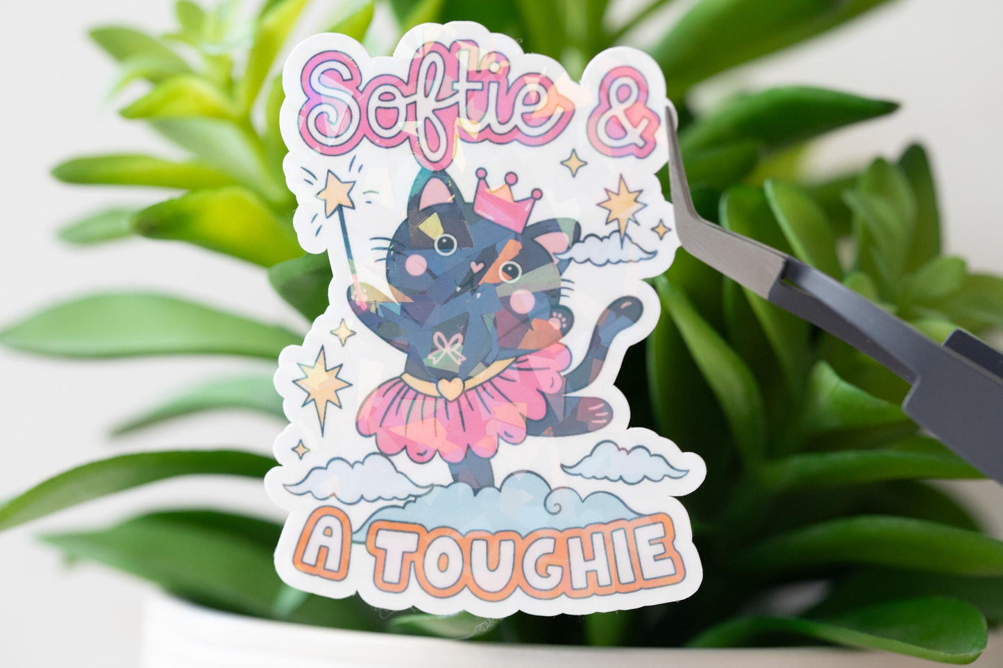 Softie and a Toughie Holographic Sticker