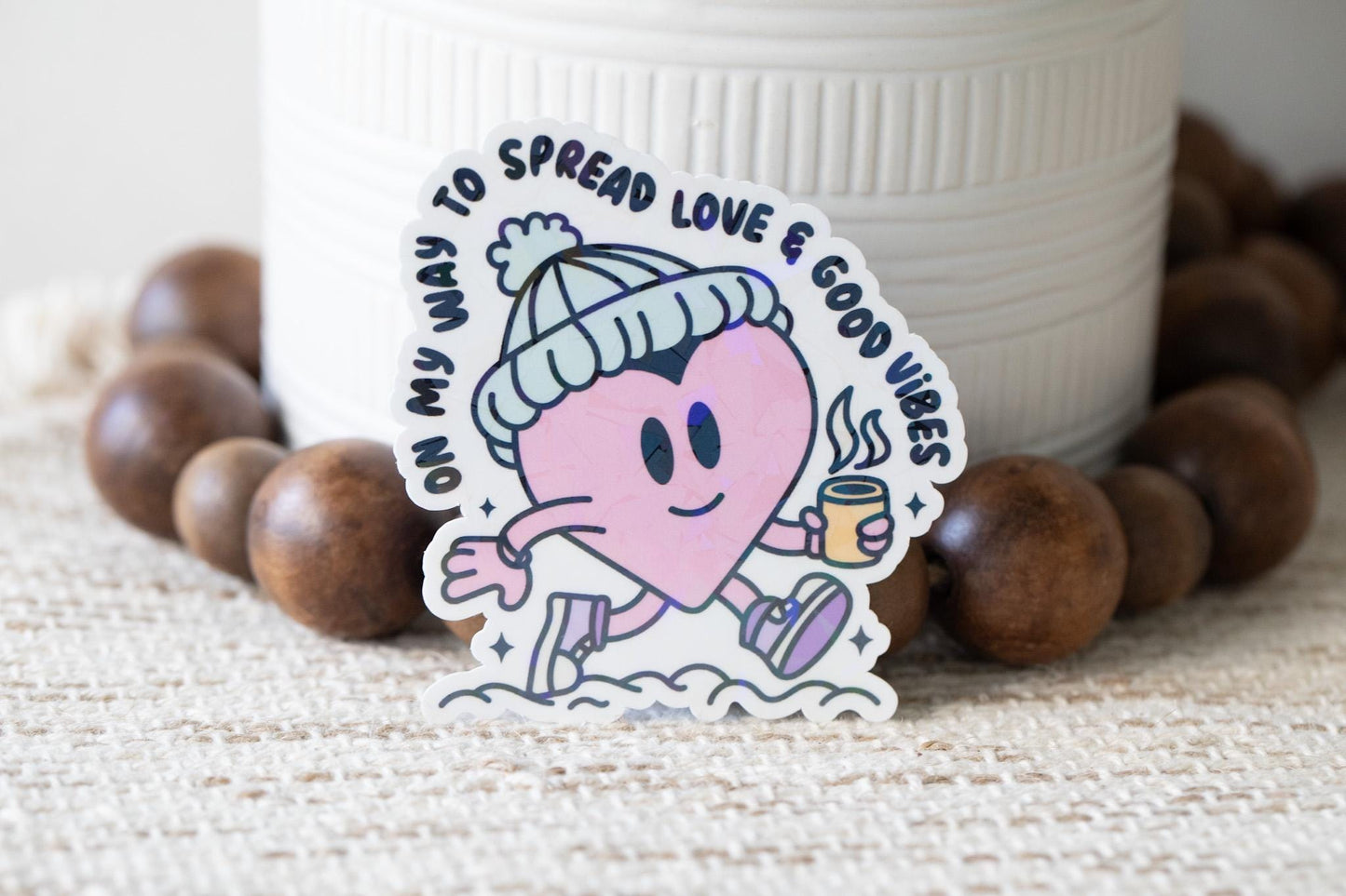 On My Way To Spread Love Holographic Sticker
