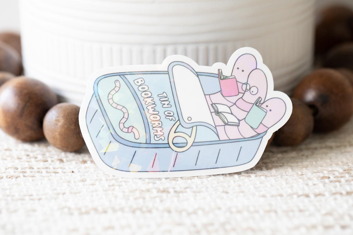 Tin of BookwormsHolographic Sticker