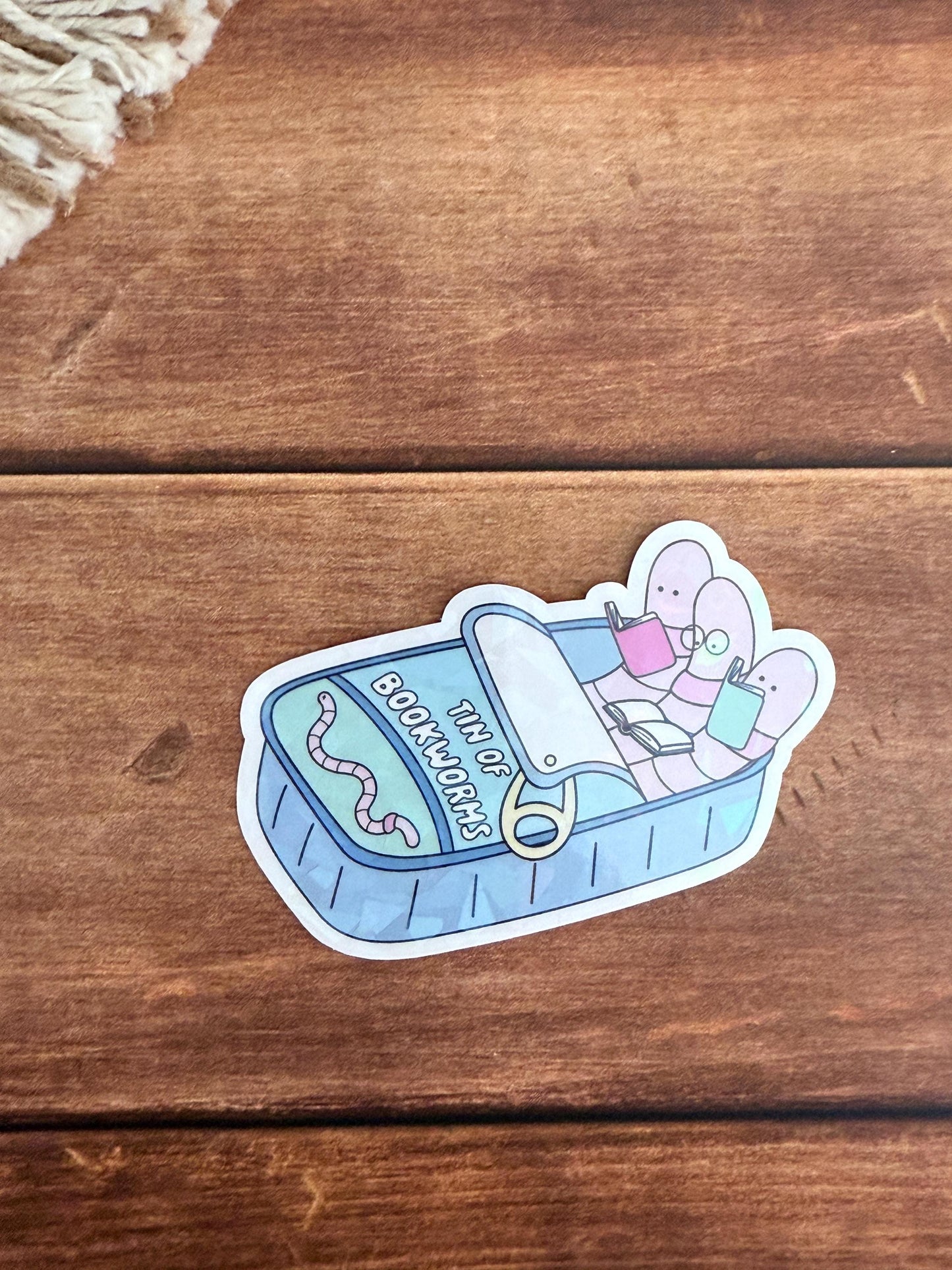 Tin of BookwormsHolographic Sticker