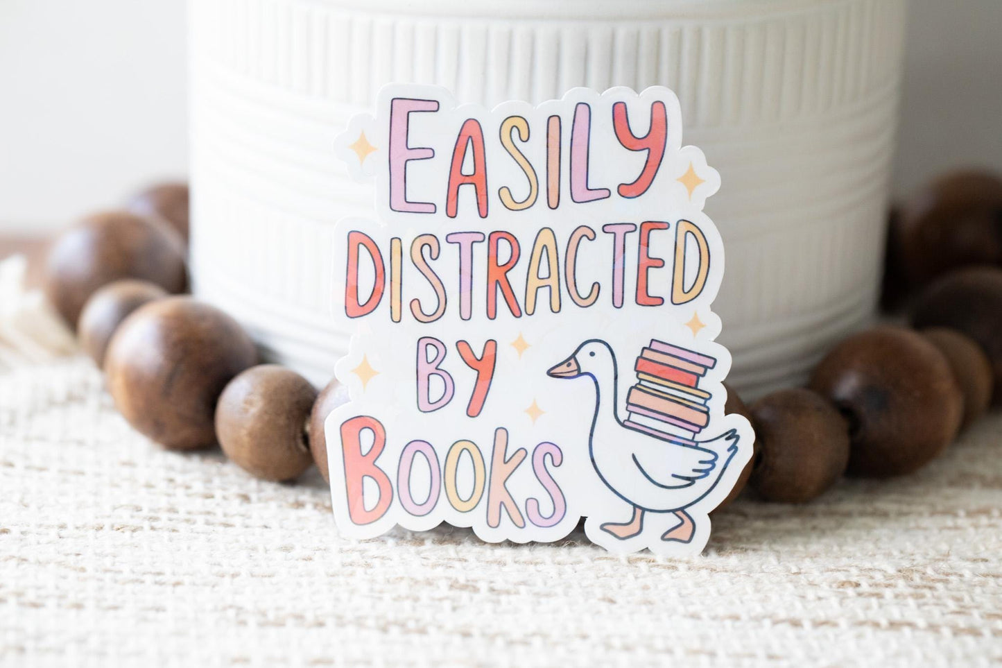 Easily Distracted By Books Holographic Sticker