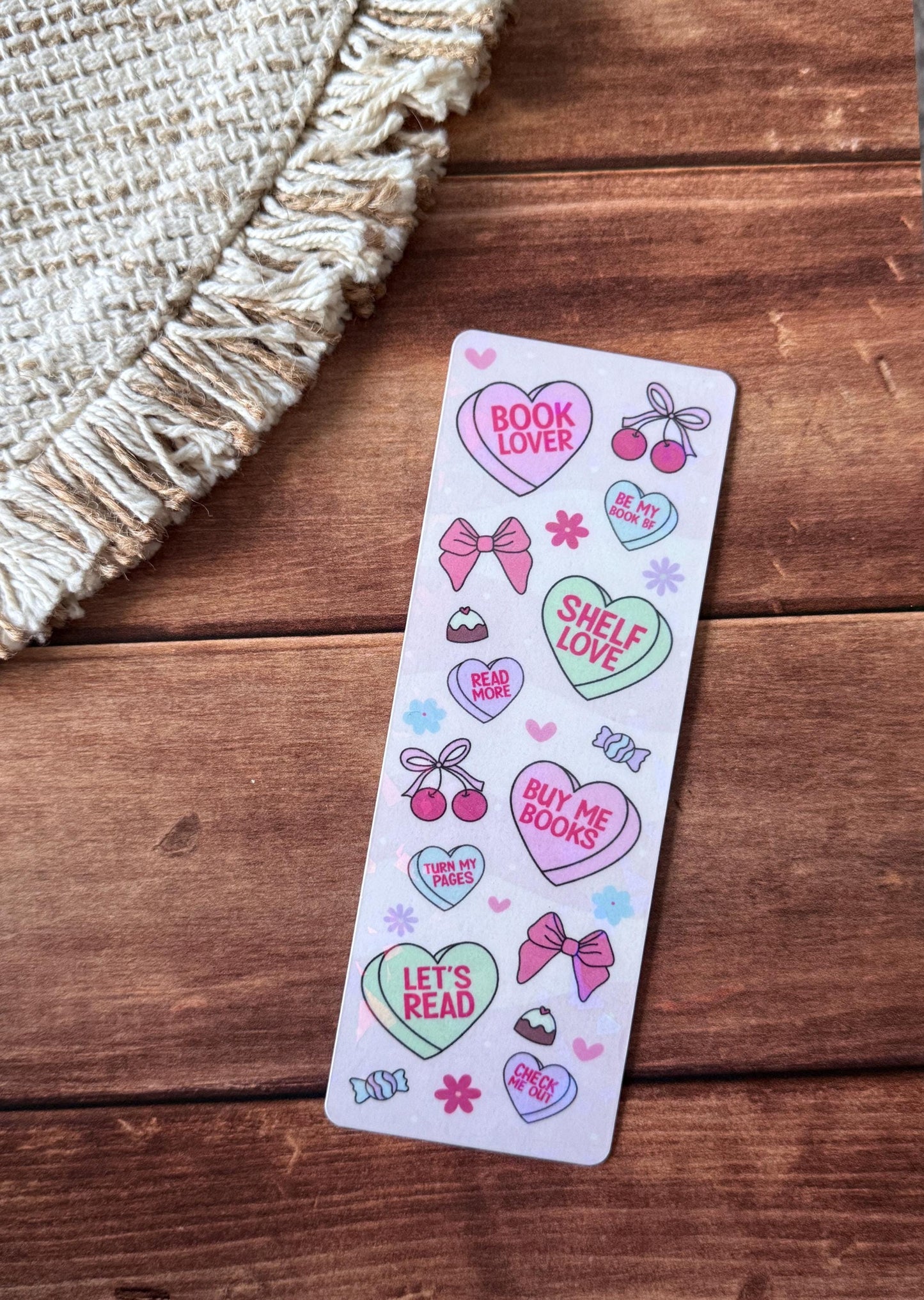 Pink Collage Heart Holographic Bookmark