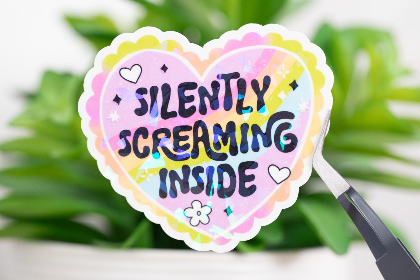 Silently Screaming Inside Holographic Sticker