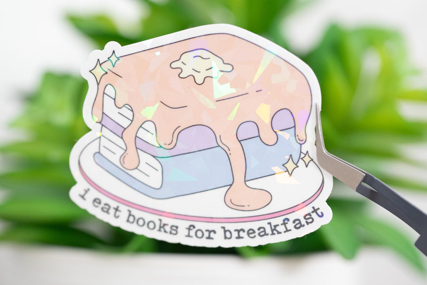I Eat Books for Breakfast Holographic Sticker
