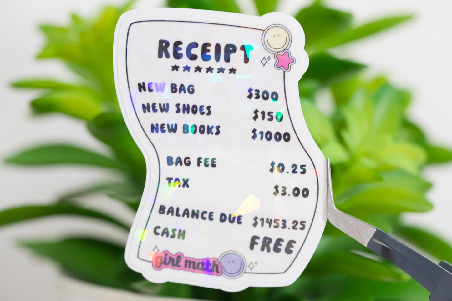 Girl Math Receipt Holographic Sticker