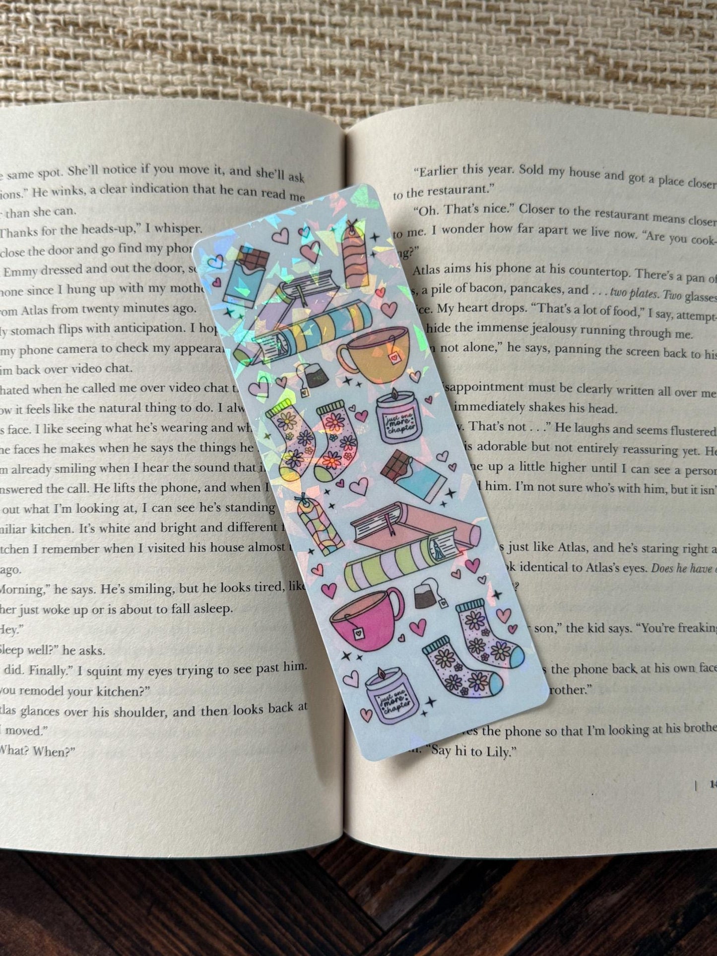 Books and Coffee Bookmarks | Just Keep Reading | Tumbler and Books Holographic Bookmark