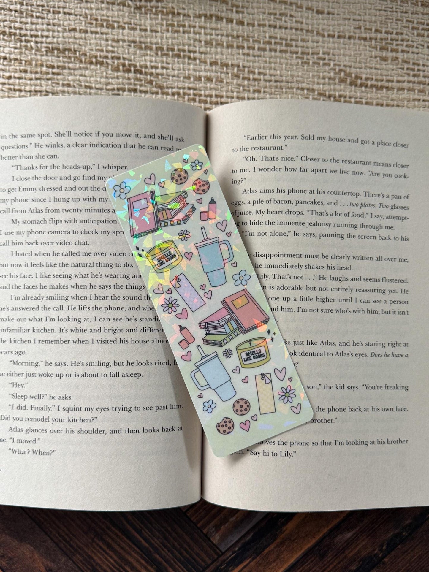 Books and Coffee Bookmarks | Just Keep Reading | Tumbler and Books Holographic Bookmark