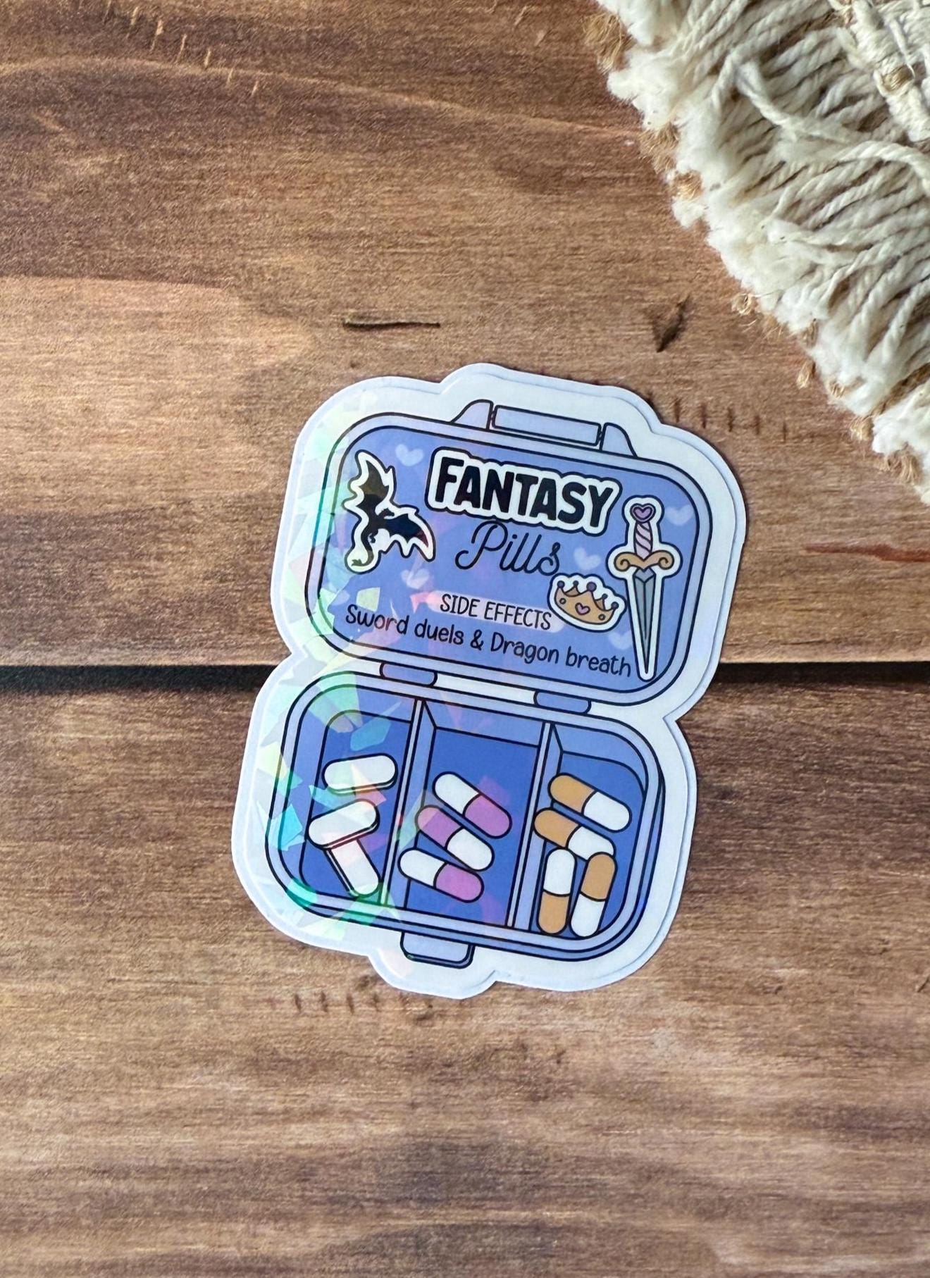 Bookish Pill Box Holographic Sticker