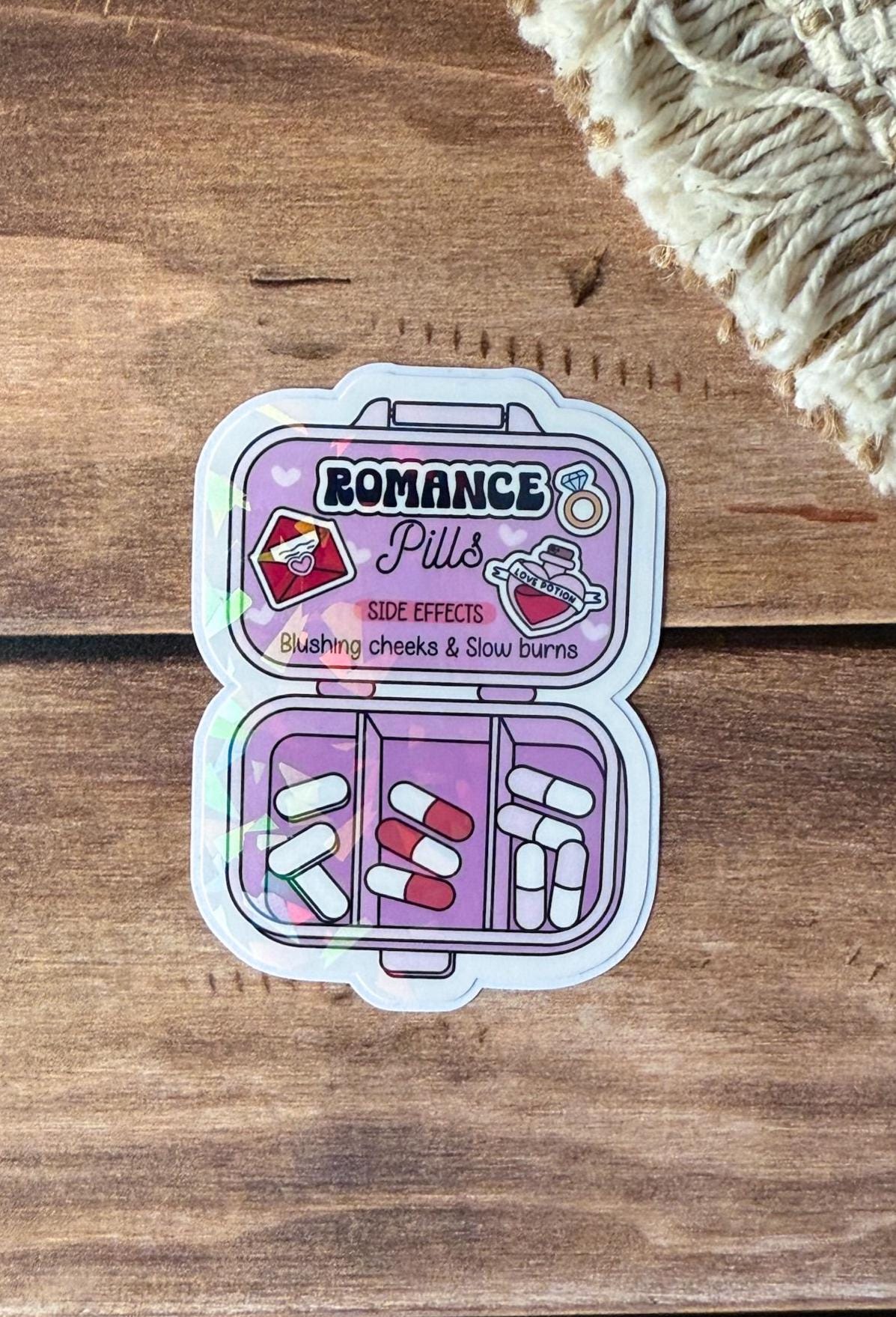 Bookish Pill Box Holographic Sticker