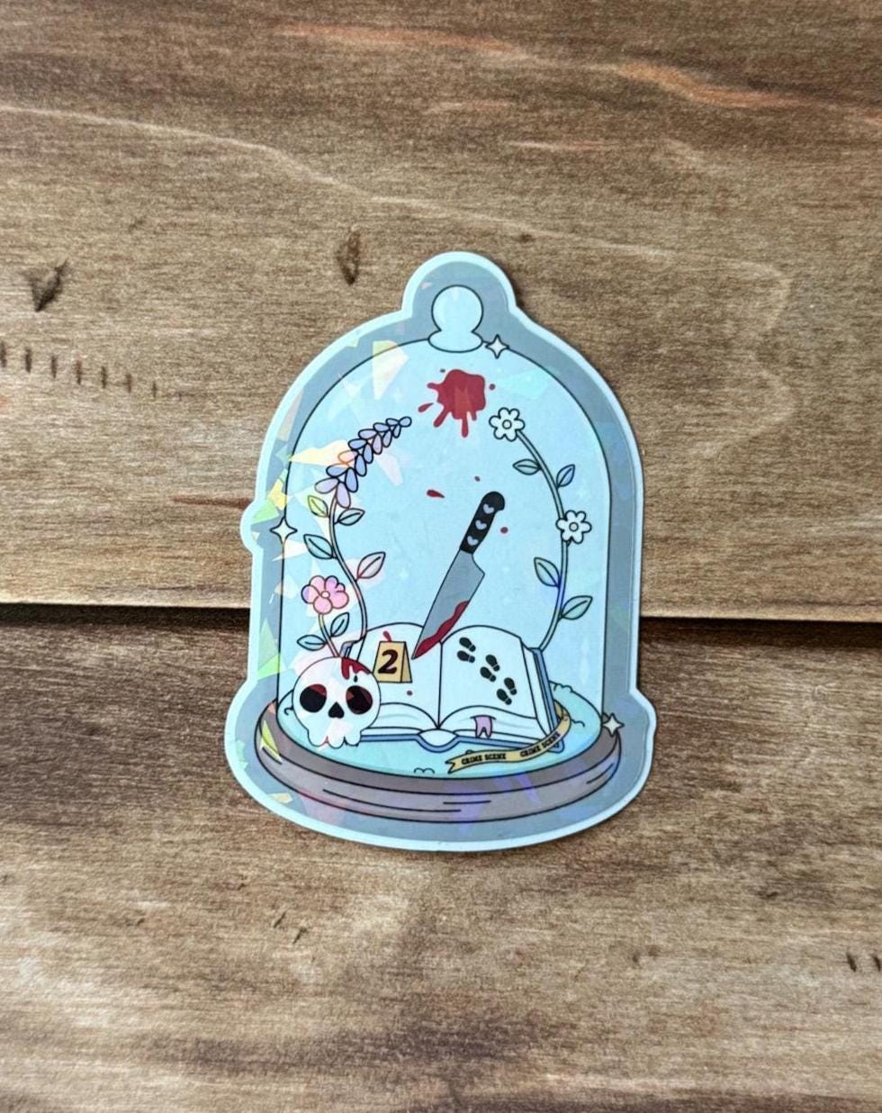 Bookish Glass Dome Holographic Sticker