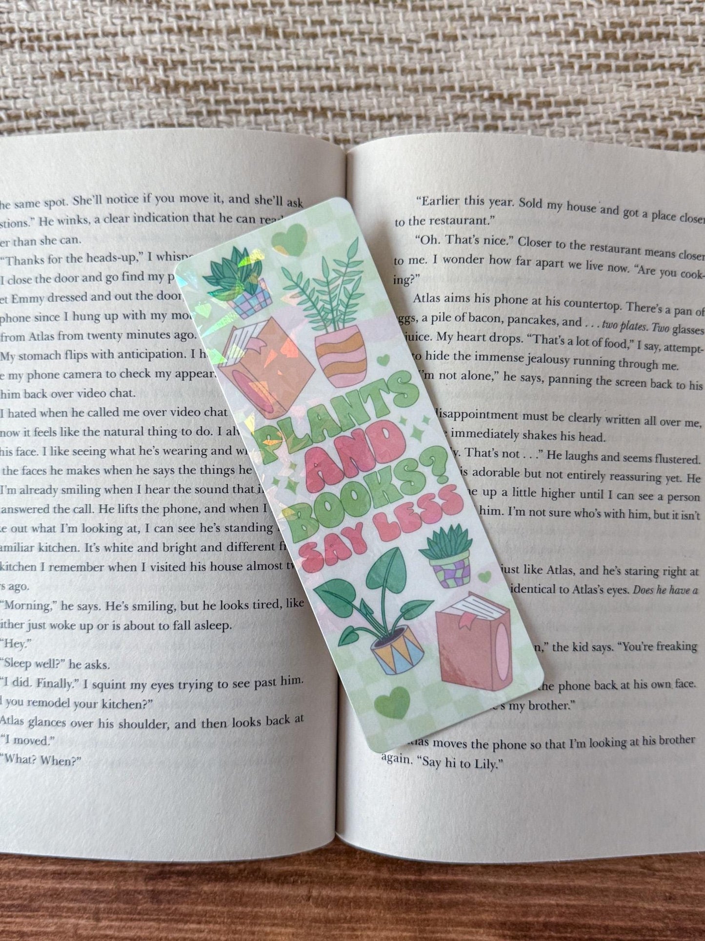 Grow Your Mind | Plants and Books | Plants and Hearts Holographic Bookmark