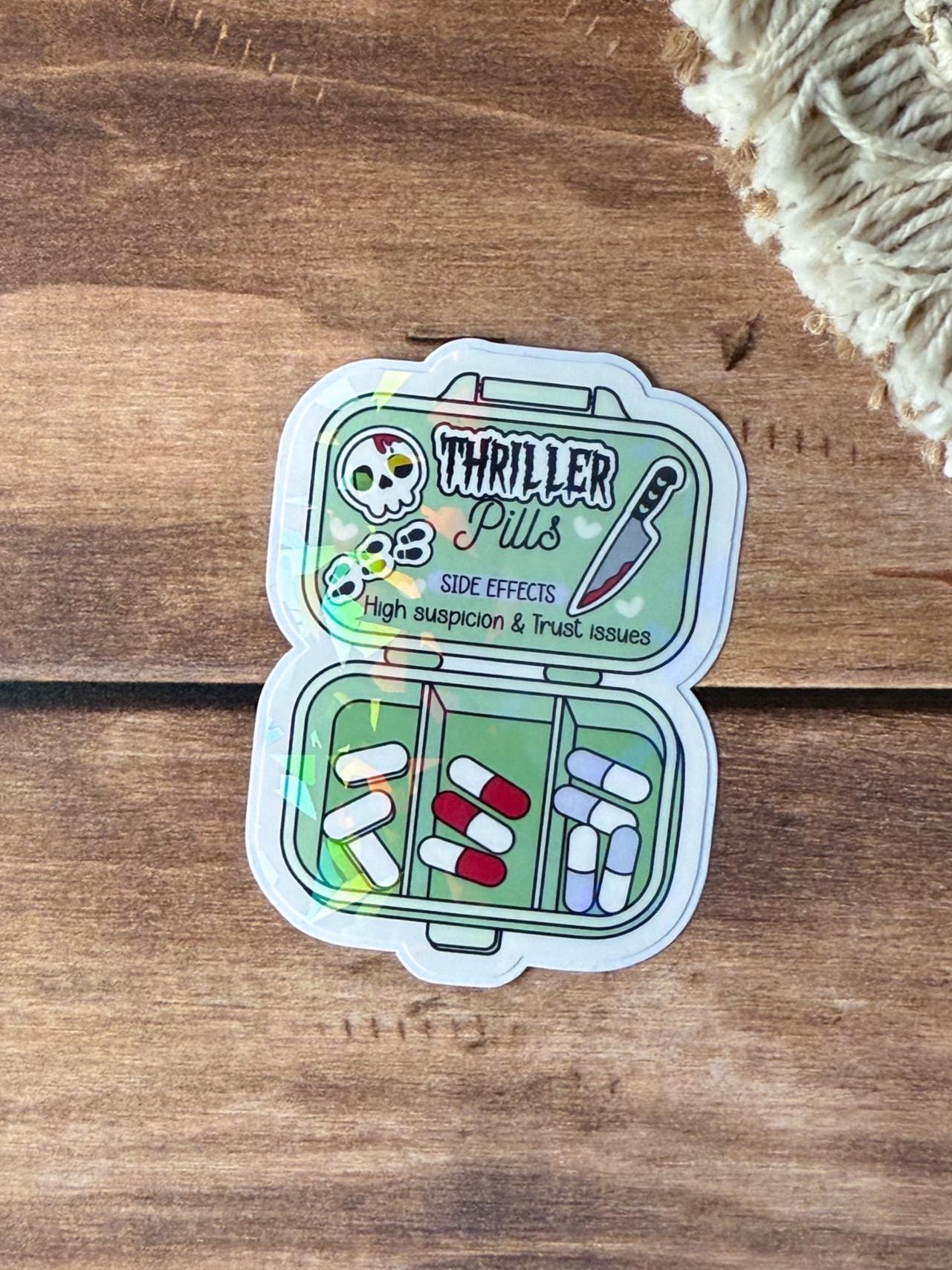 Bookish Pill Box Holographic Sticker