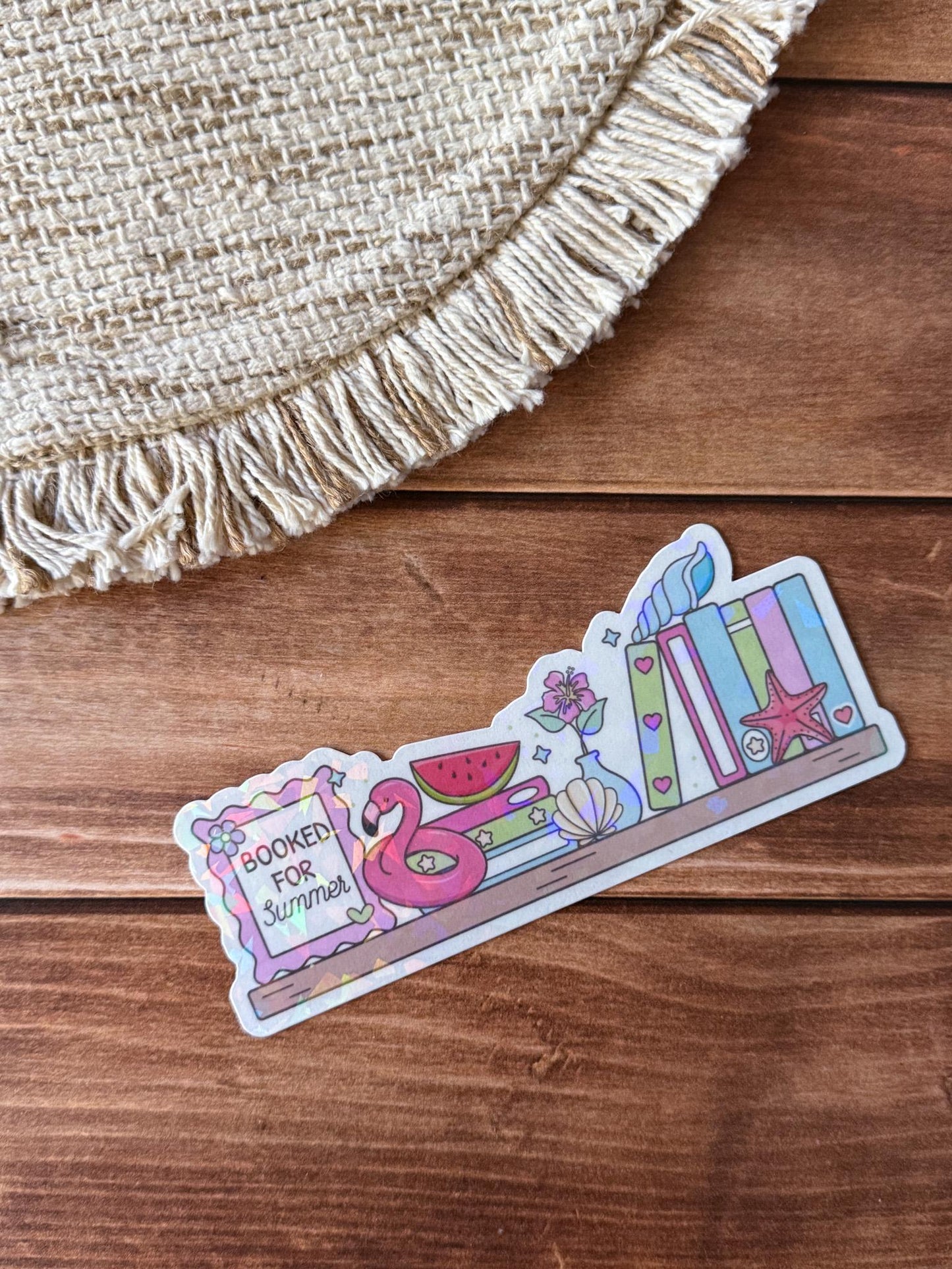 Booked For Summer Bookshelf Holographic Bookmark