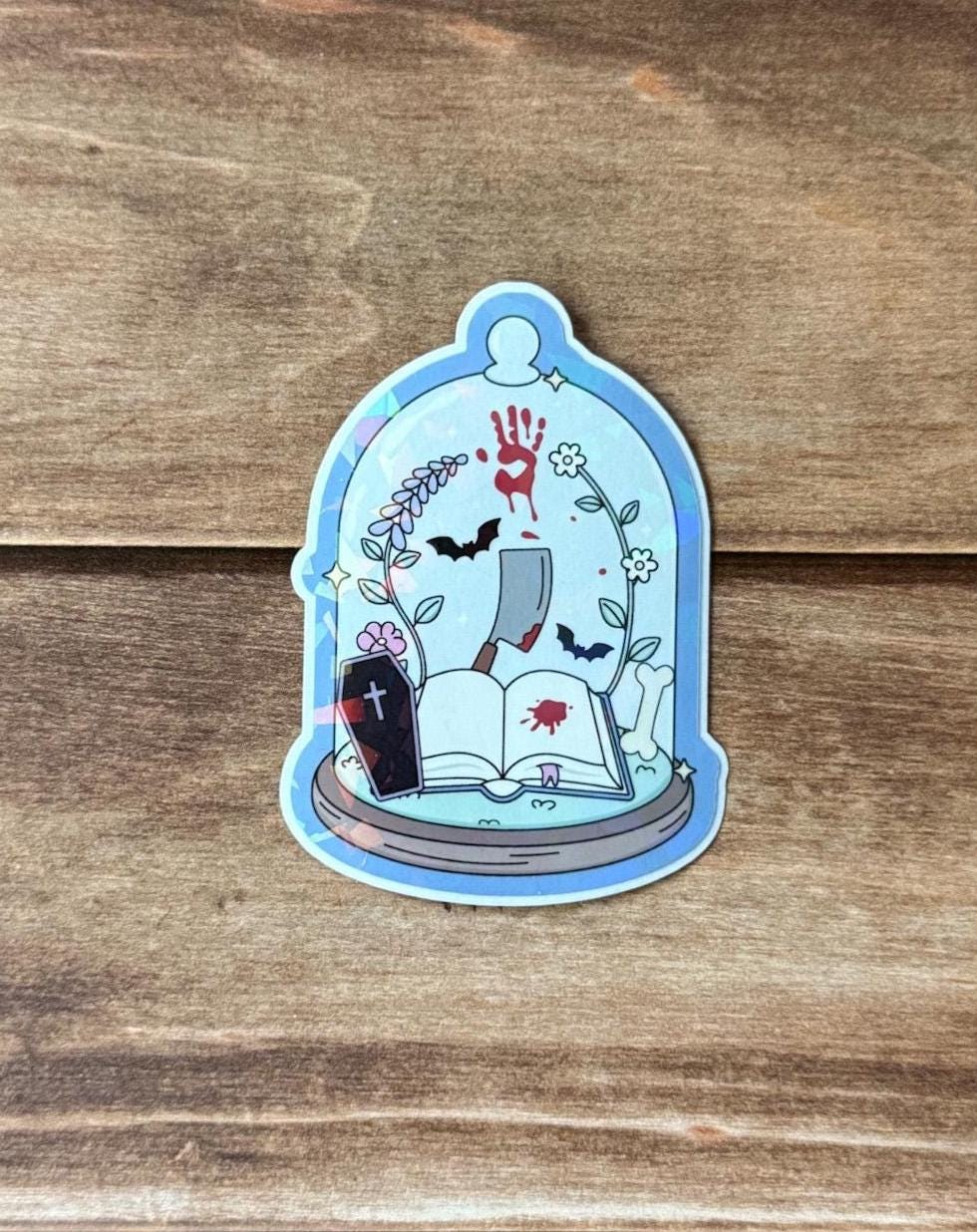 Bookish Glass Dome Holographic Sticker