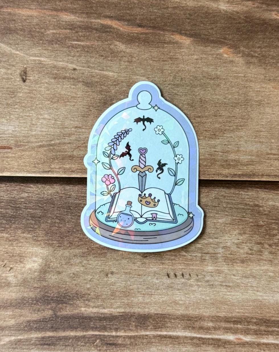 Bookish Glass Dome Holographic Sticker