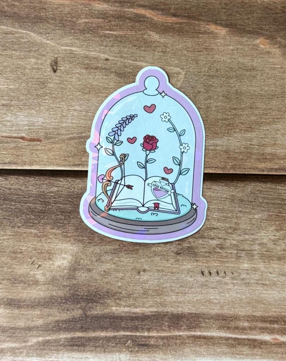 Bookish Glass Dome Holographic Sticker