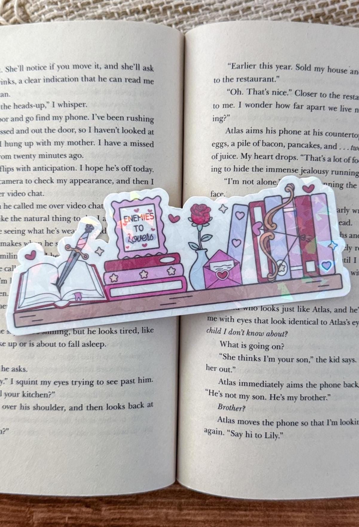 Romance Bookish Bookshelf Holographic Bookmark