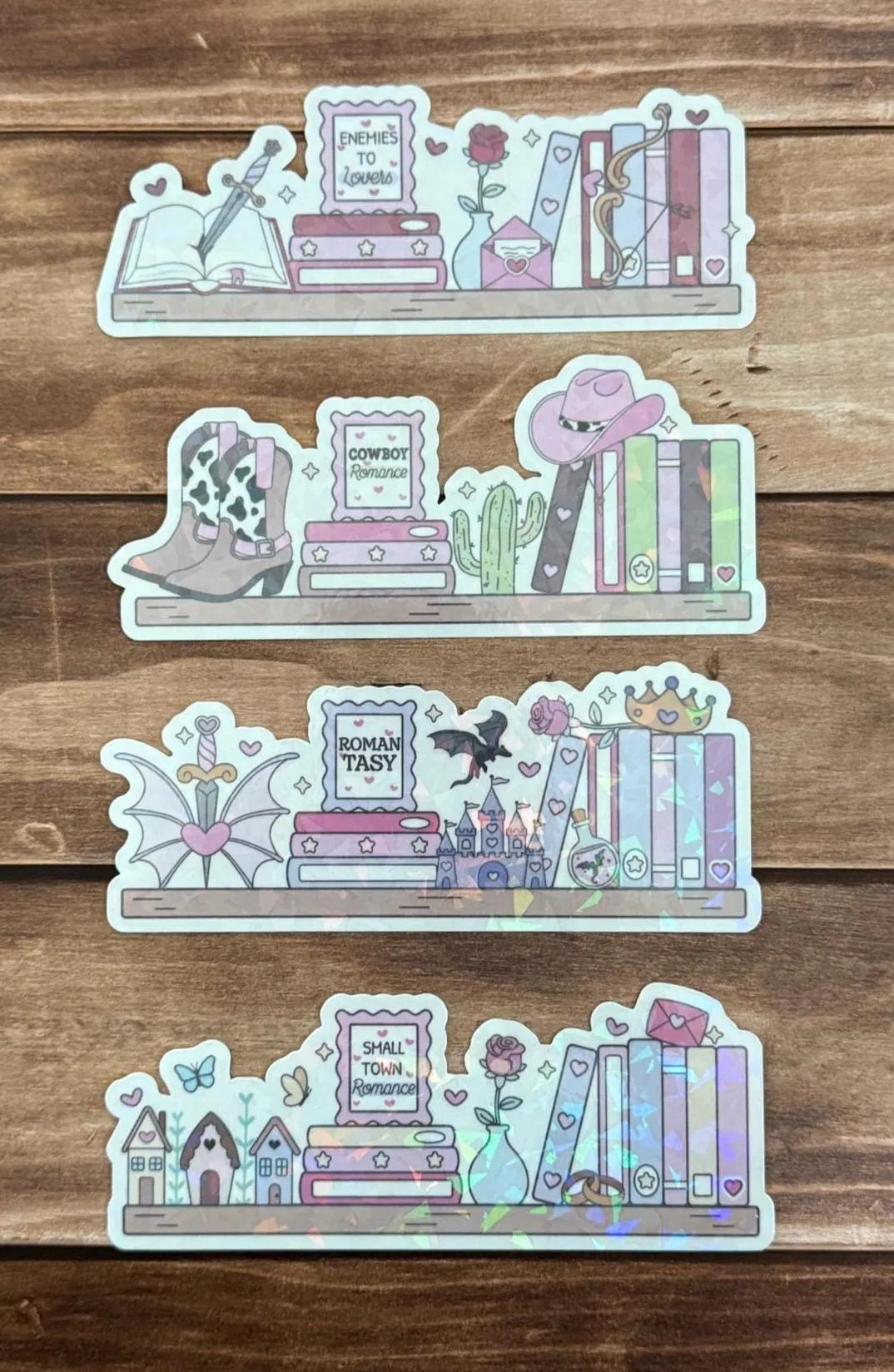 Romance Bookish Bookshelf Holographic Bookmark